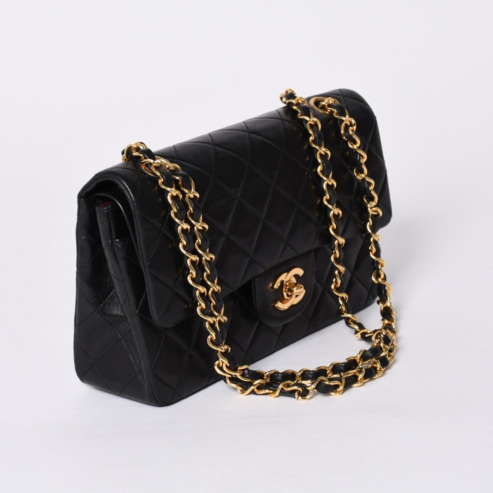 CHANEL Chanel Matelasse 23 W Flap W Chain Shoulder Bag No. 1 Coco Mark Lambskin Black Good Condition Used 4a000472