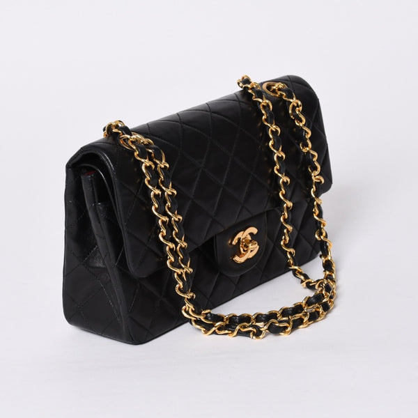 CHANEL Chanel Matelasse 23 W Flap W Chain Shoulder Bag No. 1 Coco Mark Lambskin Black Good Condition Used 4a000472