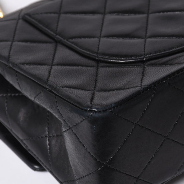 CHANEL Chanel Matelasse 23 W Flap W Chain Shoulder Bag No. 1 Coco Mark Lambskin Black Good Condition Used 4a000472