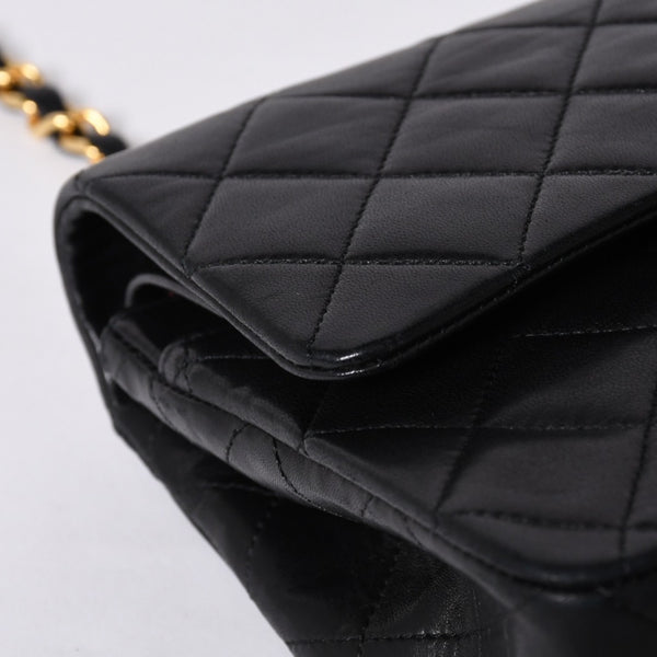 CHANEL Chanel Matelasse 23 W Flap W Chain Shoulder Bag No. 1 Coco Mark Lambskin Black Good Condition Used 4a000472