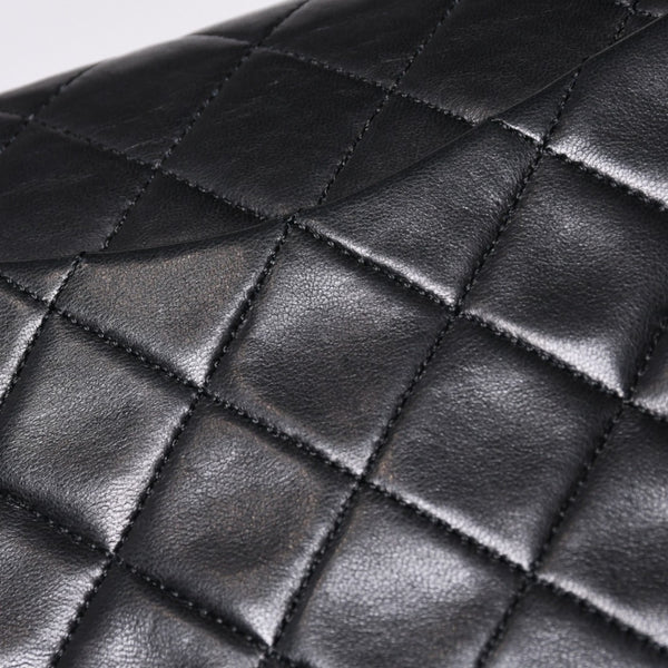 CHANEL Chanel Matelasse 23 W Flap W Chain Shoulder Bag No. 1 Coco Mark Lambskin Black Good Condition Used 4a000472