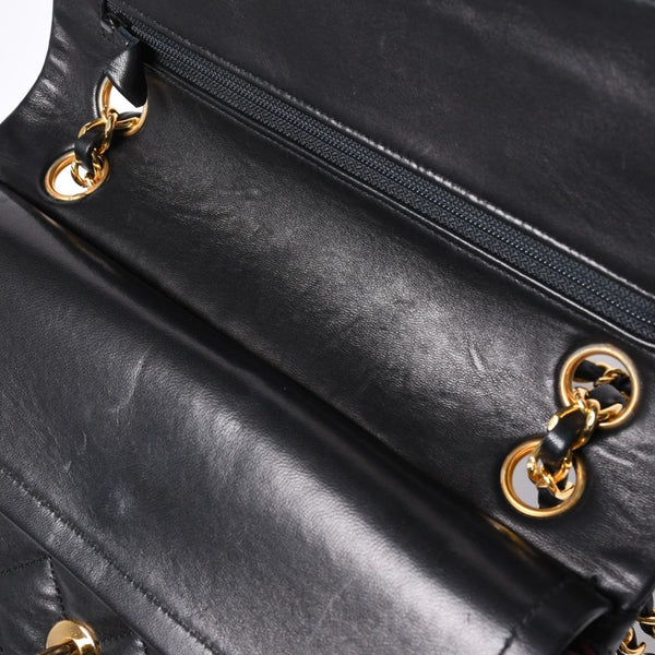 CHANEL Chanel Matelasse 23 W Flap W Chain Shoulder Bag No. 1 Coco Mark Lambskin Black Good Condition Used 4a000472