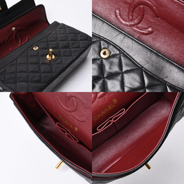 CHANEL Chanel Matelasse 23 W Flap W Chain Shoulder Bag No. 1 Coco Mark Lambskin Black Good Condition Used 4a000472