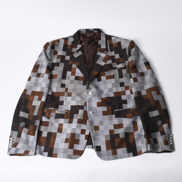 Very Good Condition LOUIS VUITTON 24AW 2B Tailored Jacket HRJ61E Size 60 Damoflage Single Brown Gray Used 4a000028