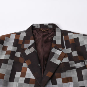 Very Good Condition LOUIS VUITTON 24AW 2B Tailored Jacket HRJ61E Size 60 Damoflage Single Brown Gray Used 4a000028