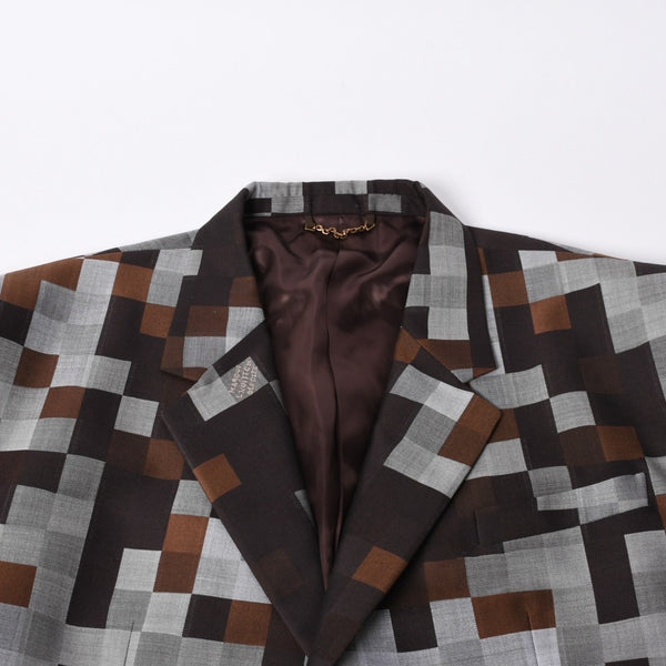 Very Good Condition LOUIS VUITTON 24AW 2B Tailored Jacket HRJ61E Size 60 Damoflage Single Brown Gray Used 4a000028