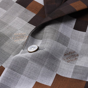 Very Good Condition LOUIS VUITTON 24AW 2B Tailored Jacket HRJ61E Size 60 Damoflage Single Brown Gray Used 4a000028