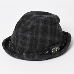 CHROME HEARTS Oval Cross CH Stud Cross Straw Hat Wool Gray Black Hat Size M Good Condition Used 4b013109