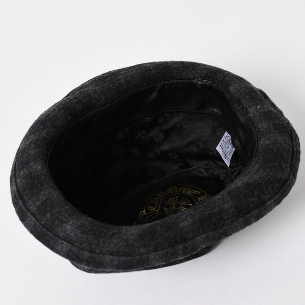 CHROME HEARTS Oval Cross CH Stud Cross Straw Hat Wool Gray Black Hat Size M Good Condition Used 4b013109