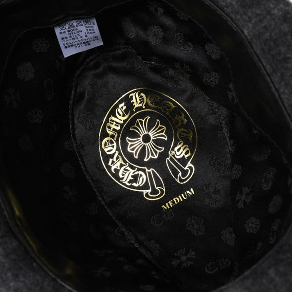CHROME HEARTS Oval Cross CH Stud Cross Straw Hat Wool Gray Black Hat Size M Good Condition Used 4b013109