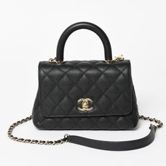 新品未使用 CHANEL シャネル ココハンドルXXS 2WAYハンドバッグ ランダム AS2215 キャビアスキン ソーブラック 中古 4a003950