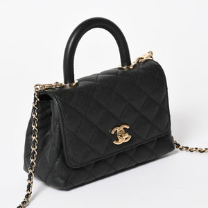 新品未使用 CHANEL シャネル ココハンドルXXS 2WAYハンドバッグ ランダム AS2215 キャビアスキン ソーブラック 中古 4a003950