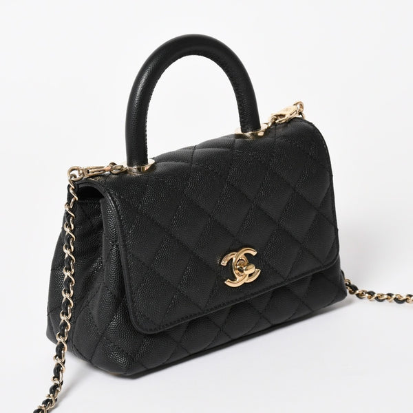 新品未使用 CHANEL シャネル ココハンドルXXS 2WAYハンドバッグ ランダム AS2215 キャビアスキン ソーブラック 中古 4a003950