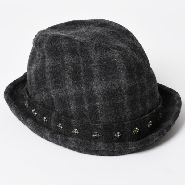 CHROME HEARTS Oval Cross CH Stud Cross Straw Hat Wool Gray Black Hat Size M Good Condition Used 4b013109
