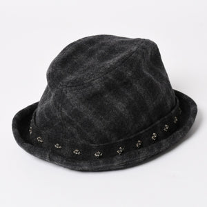 CHROME HEARTS Oval Cross CH Stud Cross Straw Hat Wool Gray Black Hat Size M Good Condition Used 4b013109