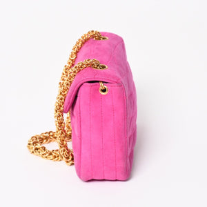 CHANEL Mini One Shoulder Bag No. 2 Coco Mark Stitch Suede Pink Turnlock Gold Hardware Good Condition Used 4a003929