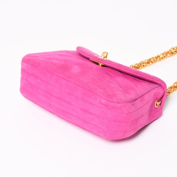 CHANEL Mini One Shoulder Bag No. 2 Coco Mark Stitch Suede Pink Turnlock Gold Hardware Good Condition Used 4a003929