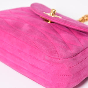 CHANEL Mini One Shoulder Bag No. 2 Coco Mark Stitch Suede Pink Turnlock Gold Hardware Good Condition Used 4a003929