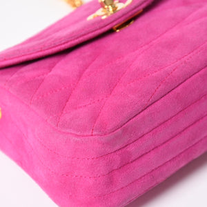 CHANEL Mini One Shoulder Bag No. 2 Coco Mark Stitch Suede Pink Turnlock Gold Hardware Good Condition Used 4a003929