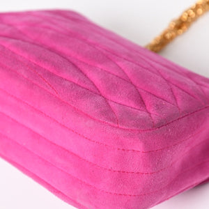 CHANEL Mini One Shoulder Bag No. 2 Coco Mark Stitch Suede Pink Turnlock Gold Hardware Good Condition Used 4a003929