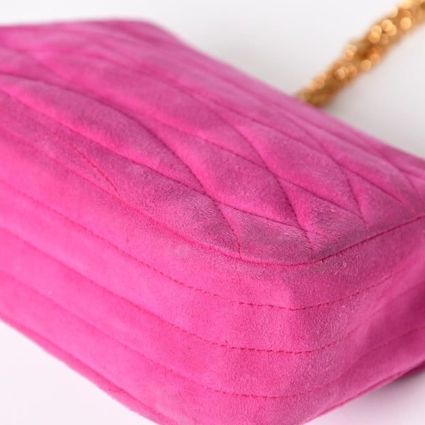 CHANEL Mini One Shoulder Bag No. 2 Coco Mark Stitch Suede Pink Turnlock Gold Hardware Good Condition Used 4a003929