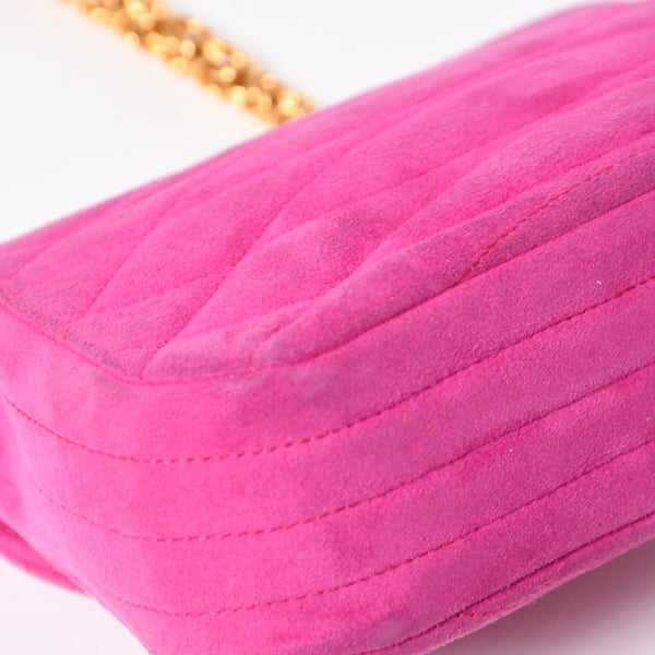 CHANEL Mini One Shoulder Bag No. 2 Coco Mark Stitch Suede Pink Turnlock Gold Hardware Good Condition Used 4a003929