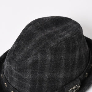CHROME HEARTS Oval Cross CH Stud Cross Straw Hat Wool Gray Black Hat Size M Good Condition Used 4b013109