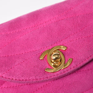 CHANEL Mini One Shoulder Bag No. 2 Coco Mark Stitch Suede Pink Turnlock Gold Hardware Good Condition Used 4a003929