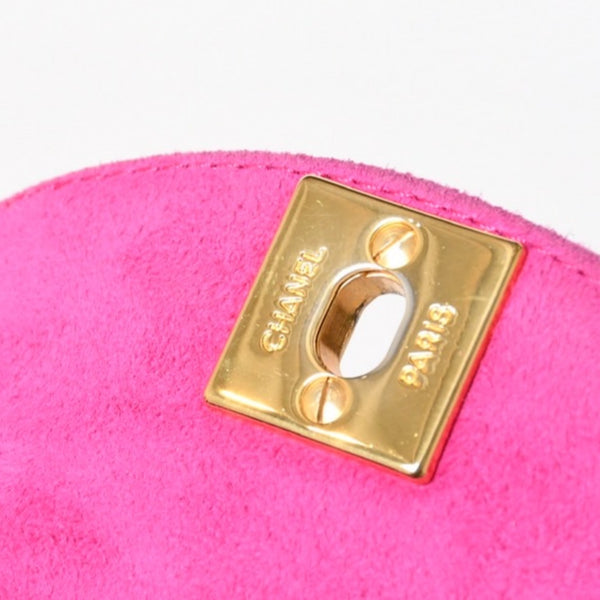 CHANEL Mini One Shoulder Bag No. 2 Coco Mark Stitch Suede Pink Turnlock Gold Hardware Good Condition Used 4a003929