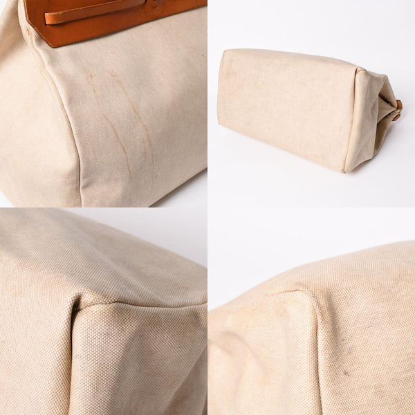 HERMES エルメス エールバッグ TGM トワルアッシュ レザー ◻︎B刻印 トートバッグ ベージュ ブラウン シルバー金具 良品 中古 4b013310
