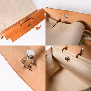 HERMES エルメス エールバッグ TGM トワルアッシュ レザー ◻︎B刻印 トートバッグ ベージュ ブラウン シルバー金具 良品 中古 4b013310