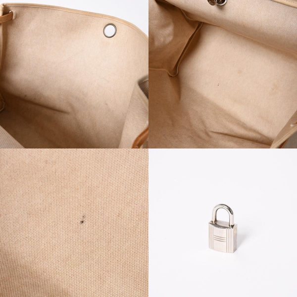 HERMES エルメス エールバッグ TGM トワルアッシュ レザー ◻︎B刻印 トートバッグ ベージュ ブラウン シルバー金具 良品 中古 4b013310