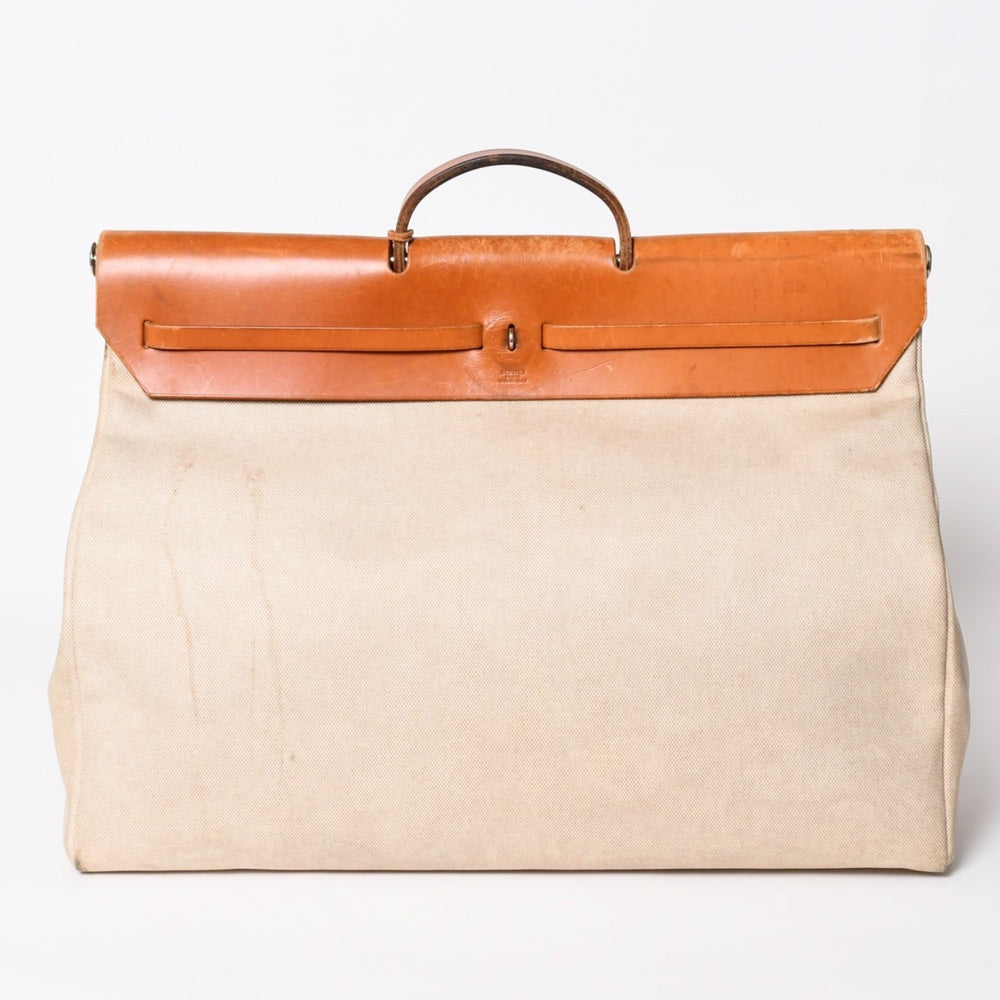 HERMES エルメス エールバッグ TGM トワルアッシュ レザー ◻︎B刻印 トートバッグ ベージュ ブラウン シルバー金具 良品 中古 4b013310