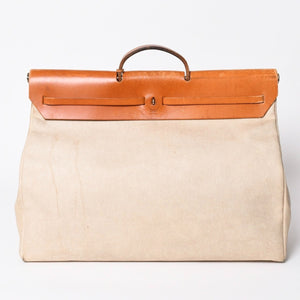 HERMES エルメス エールバッグ TGM トワルアッシュ レザー ◻︎B刻印 トートバッグ ベージュ ブラウン シルバー金具 良品 中古 4b013310