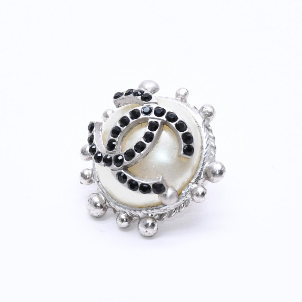 極美品 CHANEL シャネル ピアス ココマーク ラインストーン パール 02C刻印 シルバー GP 重量約10.78g 中古 4c063599