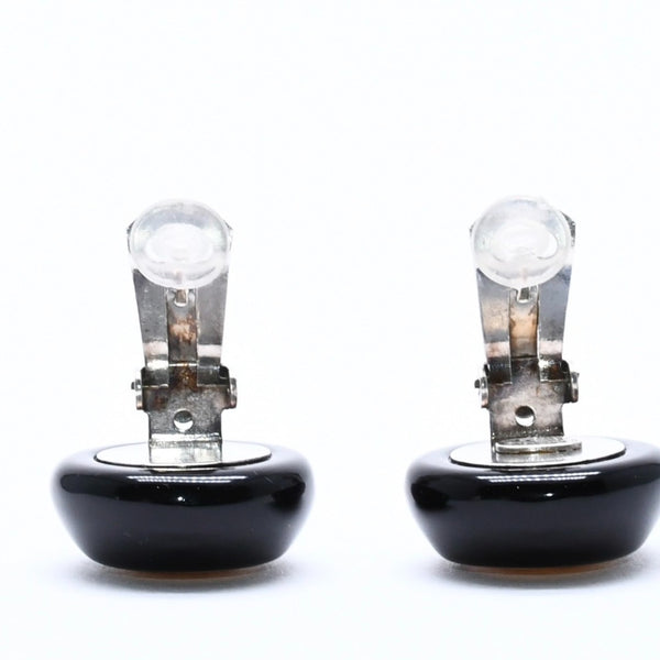 Very good condition CHANEL Coco mark earrings Weight approx. 10.27g 96P stamp Resin metal White Black Bicolor Binaural Used 4c070649