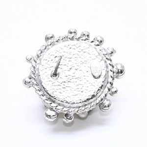 Very Good Condition CHANEL Earrings Coco Mark Rhinestone Pearl 02C Engraved Silver GP Weight Approx. 10.78g Used 4c063599