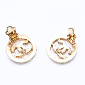 CHANEL シャネル ココマーク イヤリング 重量約15.44g GP メタル ラインストーン ゴールド クリア 両耳用 美品 中古 4c070662