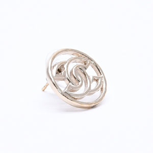 CHANEL Cocomark Earrings Accessories Weight Approx. 3.86g B17C Engraved GP Metal Gold For Both Ears Good Condition Used 65221