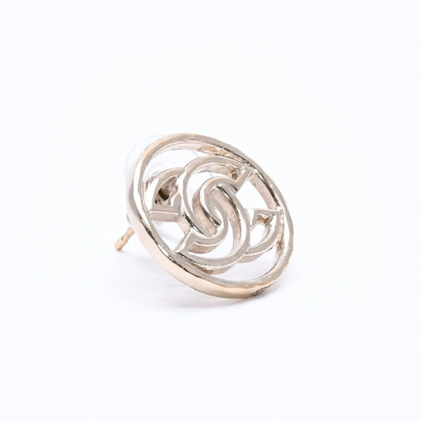 CHANEL Cocomark Earrings Accessories Weight Approx. 3.86g B17C Engraved GP Metal Gold For Both Ears Good Condition Used 65221