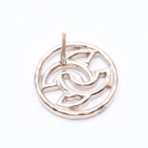 CHANEL Cocomark Earrings Accessories Weight Approx. 3.86g B17C Engraved GP Metal Gold For Both Ears Good Condition Used 65221