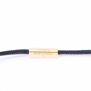 極美品 HERMES エルメス ループグラン ネックレス アクセサリー GP レザー ブラック ゴールド金具 中古 4a006657