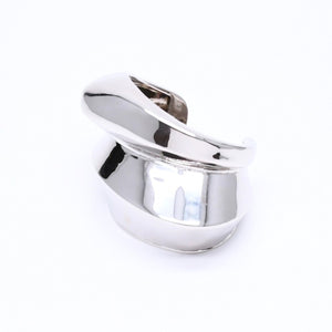 極美品 Alexander McQueen アレキサンダーマックイーン Sculptual Cuff スカルプチュアル カフ バングル サイズM ブラス シルバー 中古 4a006637