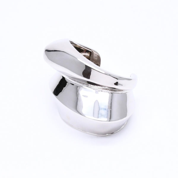 極美品 Alexander McQueen アレキサンダーマックイーン Sculptual Cuff スカルプチュアル カフ バングル サイズM ブラス シルバー 中古 4a006637