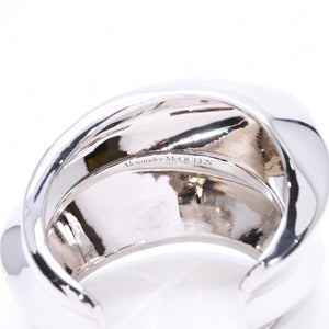 極美品 Alexander McQueen アレキサンダーマックイーン Sculptual Cuff スカルプチュアル カフ バングル サイズM ブラス シルバー 中古 4a006637