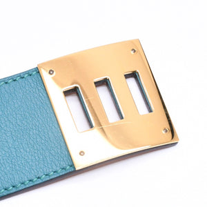 極美品 HERMES エルメス ケリードッグ ブレスレット バングル GP レザー ◻︎R刻印 グリーン ゴールド金具 中古 4a006569