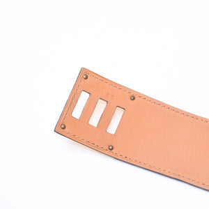 極美品 HERMES エルメス ケリードッグ ブレスレット バングル GP レザー ◻︎R刻印 グリーン ゴールド金具 中古 4a006569
