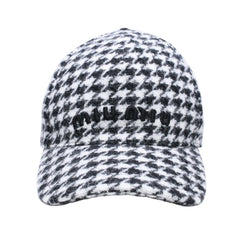 極美品 MIU MIU ミュウミュウ ベースボールキャップ キャップ アルパカ 羊毛 白 黒 ホワイト ブラック 5HC179 中古 4a007020