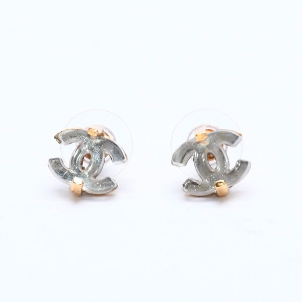 CHANEL シャネル ココマーク ピアス アクセサリー 重量約2.28g 02A刻印 メタル クリア ゴールド 両耳用 美品 中古 4c066599