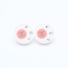Very Good Condition CHANEL Earrings Coco Mark Rhinestone Weight 2.92 8c Engraved White Clear Gold Hardware Used 4c059960